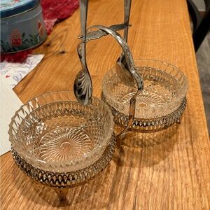 Vintage Silver and Glass Condiment Server